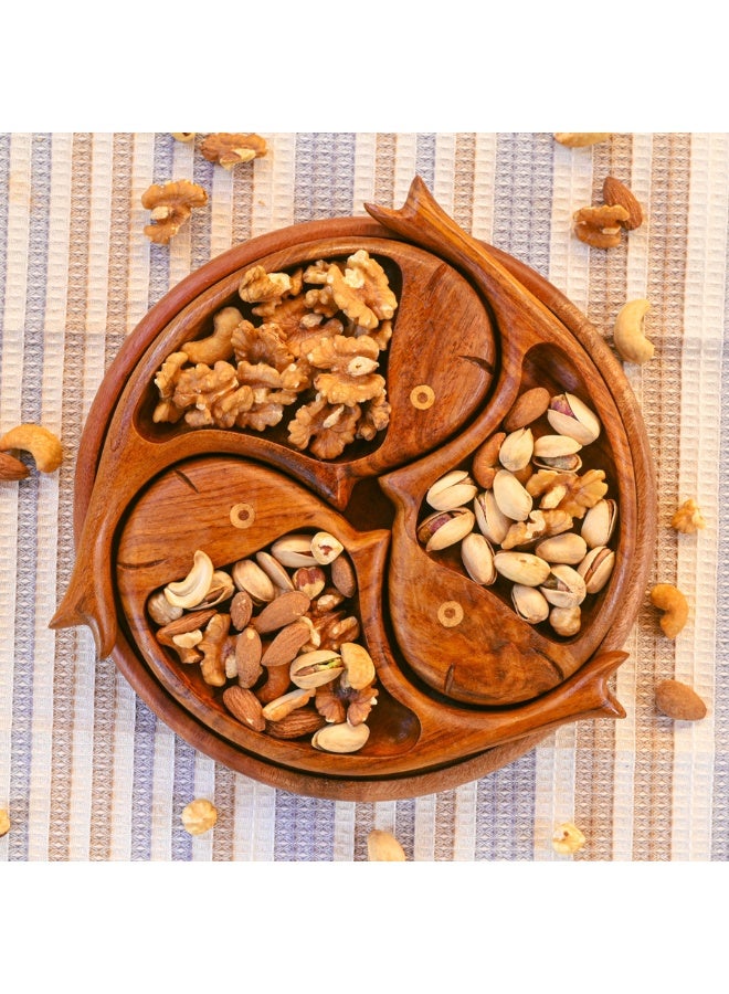 Fish-shaped snack dish made of natural wood - Image 1
